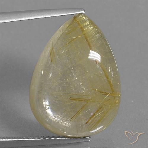 14.46ct 자연스러운 매우 밝은 황금빛 갈색 루틸 쿼츠, 배 모양, 투명한