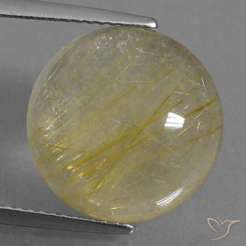 10.86ct 자연스러운 연노랑 루틸 쿼츠, 둥근, 투명한