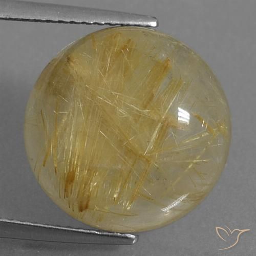12.19ct 자연스러운 매우 밝은 황금빛 갈색 루틸 쿼츠, 둥근, 투명한