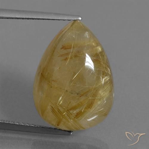 14.43ct 자연스러운 매우 밝은 황금빛 갈색 루틸 쿼츠, 배 모양, 투명한