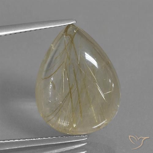 11.83ct 자연스러운 매우 밝은 황금빛 갈색 루틸 쿼츠, 배 모양, 투명한
