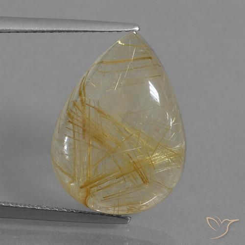 10.98ct 자연스러운 매우 밝은 황금빛 갈색 루틸 쿼츠, 배 모양, 투명한
