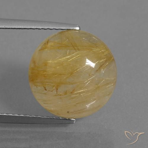 7.98ct 자연스러운 미디엄 골드 루틸 쿼츠, 둥근, 투명한