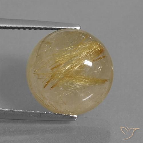 9.61ct 자연스러운 미디엄 골드 루틸 쿼츠, 둥근, 투명한