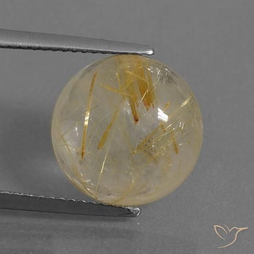 7.79ct 자연스러운 미디엄 골드 루틸 쿼츠, 둥근, 투명한