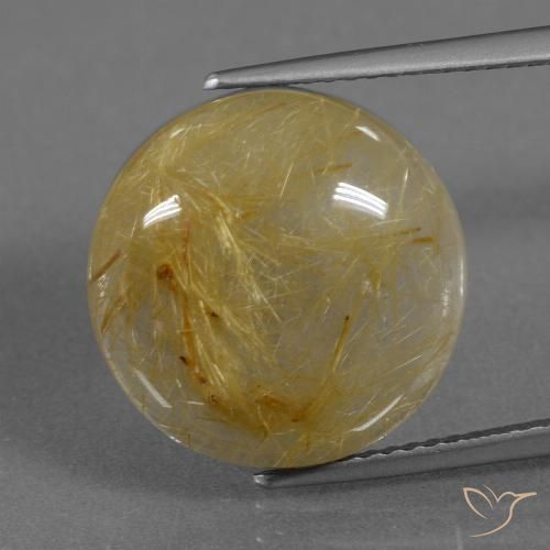 12.46ct 자연스러운 미디엄 골드 루틸 쿼츠, 둥근, 투명한