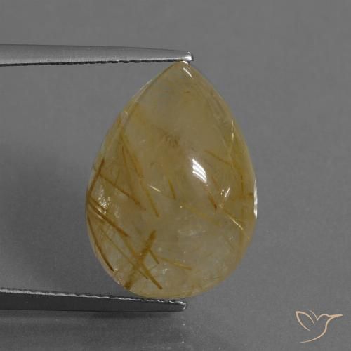 13.43ct 자연스러운 매우 밝은 황금빛 갈색 루틸 쿼츠, 배 모양, 투명한