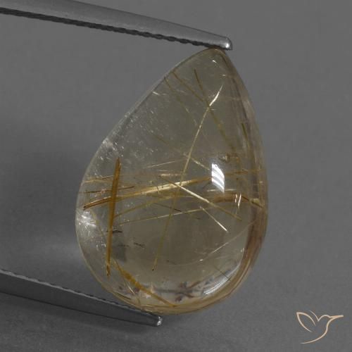 11.92ct 자연스러운 연한 갈색 루틸 쿼츠, 배 모양, 투명한