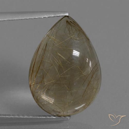 9.98ct 자연스러운 연한 갈색 루틸 쿼츠, 배 모양, 투명한