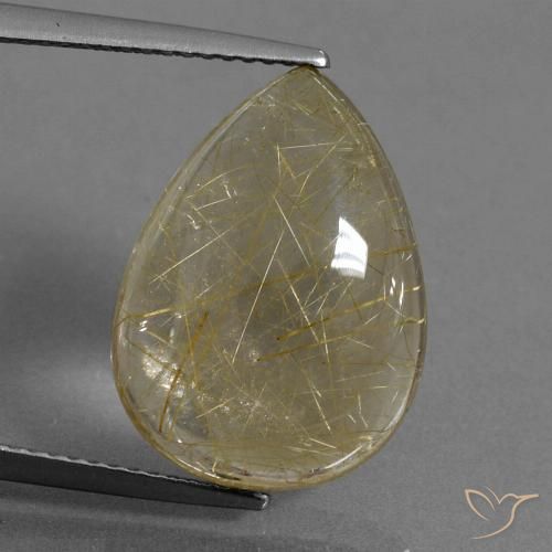 10.12ct 자연스러운 옅은 노랑 루틸 쿼츠, 배 모양, 투명한