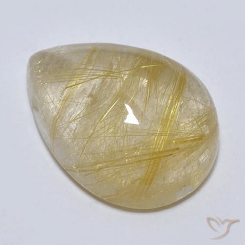7.56ct 자연스러운 미디엄 옐로우 루틸 쿼츠, 배 모양, 투명한