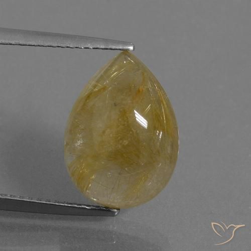 7.53ct 자연스러운 따뜻한 노란색 루틸 쿼츠, 배 모양, 투명한