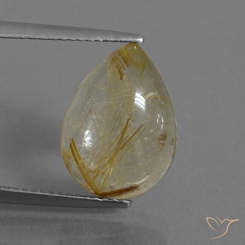 5.72ct 자연스러운 흙빛 노란색 루틸 쿼츠, 배 모양, 투명한