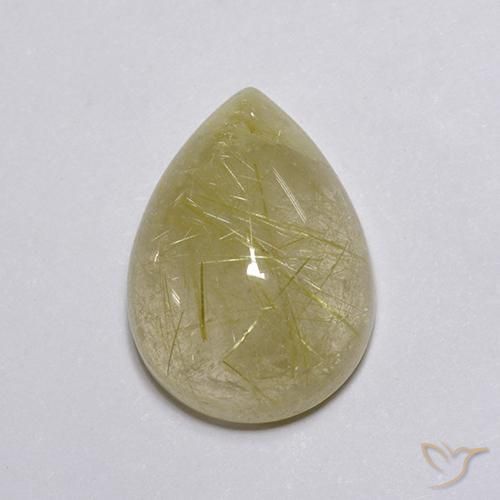 8.03ct 자연스러운 연노랑 루틸 쿼츠, 배 모양, 투명한