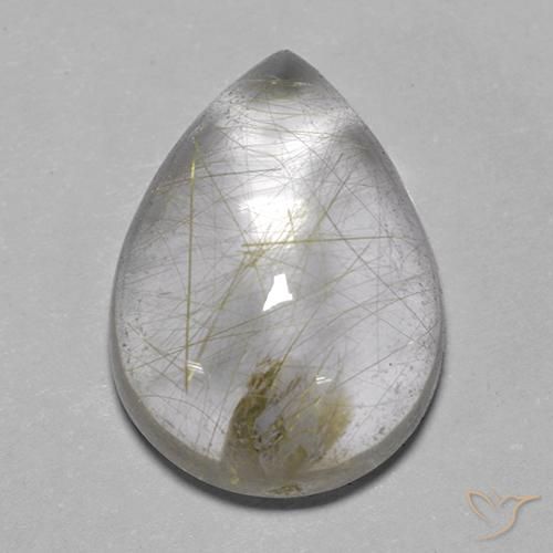7.43ct 자연스러운 연노랑 루틸 쿼츠, 배 모양, 투명한