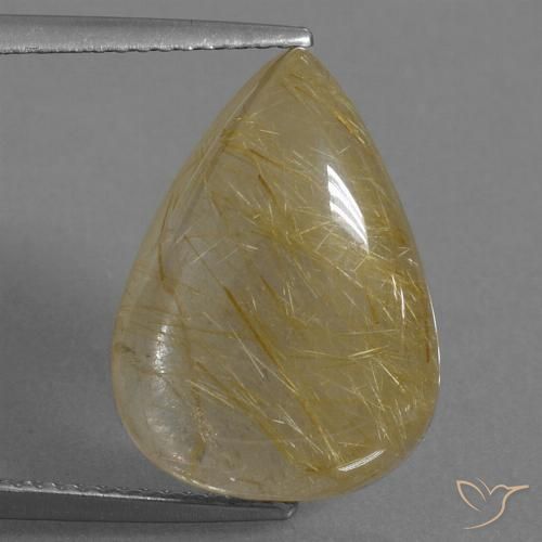 10.92ct 자연스러운 매우 밝은 황금빛 갈색 루틸 쿼츠, 배 모양, 투명한