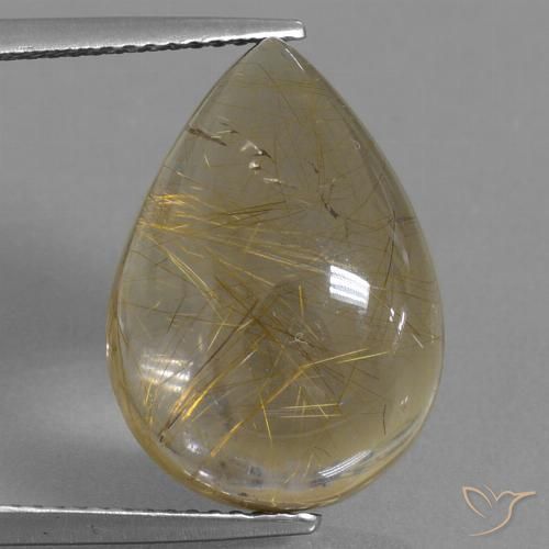 12.87ct 자연스러운 매우 밝은 황금빛 갈색 루틸 쿼츠, 배 모양, 투명한