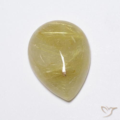 7.45ct 자연스러운 라이트 어스시 옐로우 루틸 쿼츠, 배 모양, 투명한