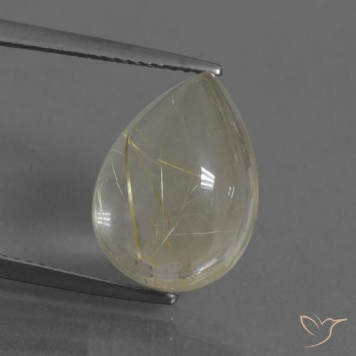 7.67ct 자연스러운 연노랑 루틸 쿼츠, 배 모양, 투명한