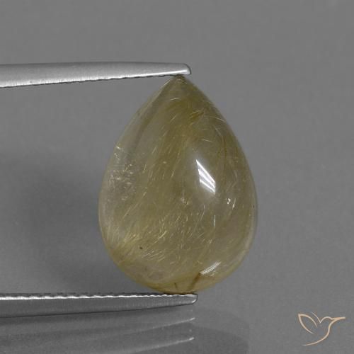 7.41ct 자연스러운 매우 밝은 황금빛 갈색 루틸 쿼츠, 배 모양, 투명한