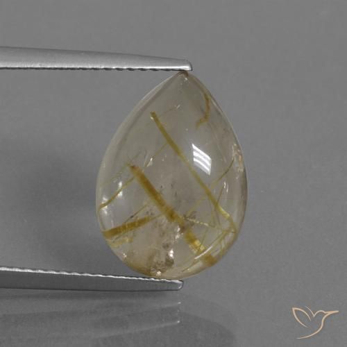 6.86ct 자연스러운 매우 밝은 황금빛 갈색 루틸 쿼츠, 배 모양, 투명한
