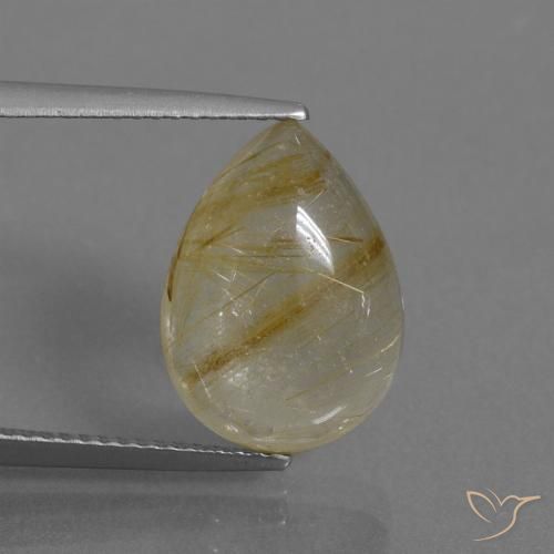 6.12ct 자연스러운 매우 밝은 황금빛 갈색 루틸 쿼츠, 배 모양, 투명한