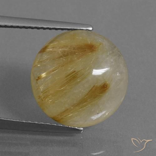 7.53ct 자연스러운 미디엄 옐로우 루틸 쿼츠, 둥근, 투명한