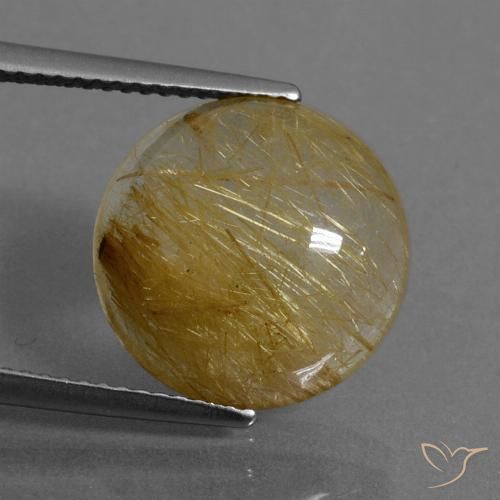 7.70ct 자연스러운 금 루틸 쿼츠, 둥근, 투명한