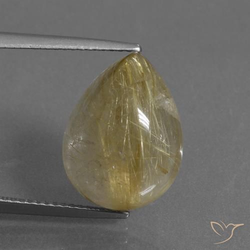 9.50ct 자연스러운 매우 밝은 황금빛 갈색 루틸 쿼츠, 배 모양, 투명한