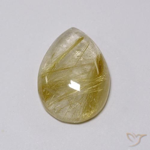 7.58ct 자연스러운 매우 밝은 황금빛 갈색 루틸 쿼츠, 배 모양, 투명한