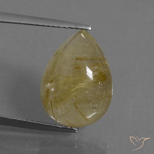 8.60ct 자연스러운 매우 밝은 황금빛 갈색 루틸 쿼츠, 배 모양, 투명한