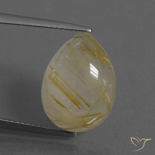 7.97ct 자연스러운 투스카니 옐로우 루틸 쿼츠, 배 모양, 투명한