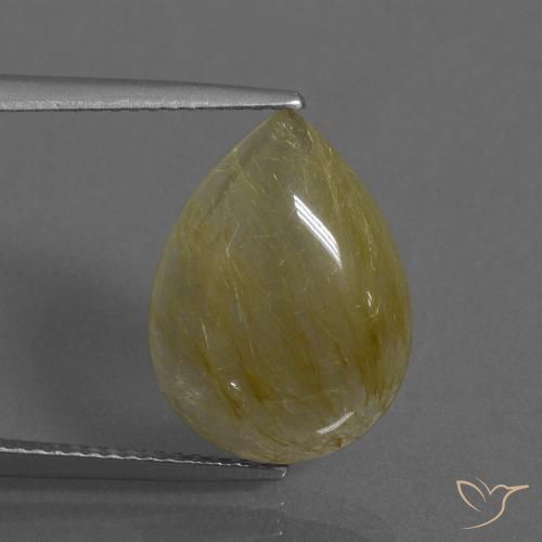 7.62ct 자연스러운 미디엄 옐로우 루틸 쿼츠, 배 모양, 투명한
