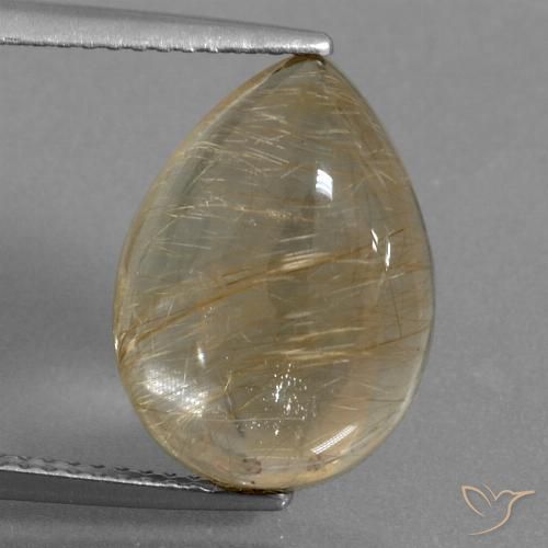7.59ct 자연스러운 매우 밝은 황금빛 갈색 루틸 쿼츠, 배 모양, 투명한