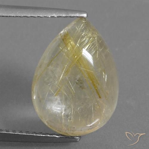 7.30ct 자연스러운 옅은 노랑 루틸 쿼츠, 배 모양, 투명한