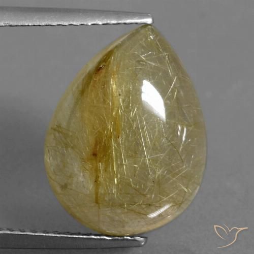9.22ct 자연스러운 연노랑 루틸 쿼츠, 배 모양, 투명한