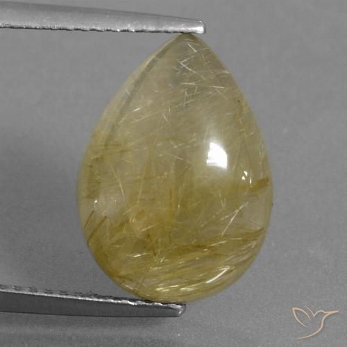 6.34ct 자연스러운 옅은 노랑 루틸 쿼츠, 배 모양, 투명한