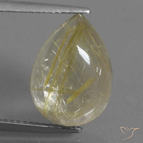 8.32ct 자연스러운 매우 밝은 디종 옐로우 루틸 쿼츠, 배 모양, 투명한