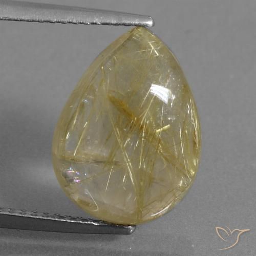 6.71ct 자연스러운 투스카니 옐로우 루틸 쿼츠, 배 모양, 투명한