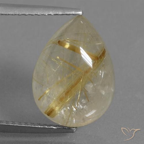 7.32ct 자연스러운 따뜻한 노란색 루틸 쿼츠, 배 모양, 투명한