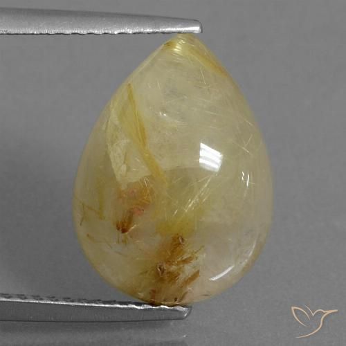 6.71ct 자연스러운 연노랑 루틸 쿼츠, 배 모양, 투명한