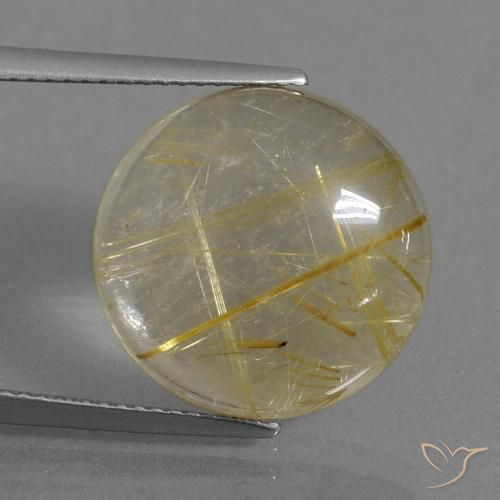 12.08ct 자연스러운 연노랑 루틸 쿼츠, 둥근, 투명한