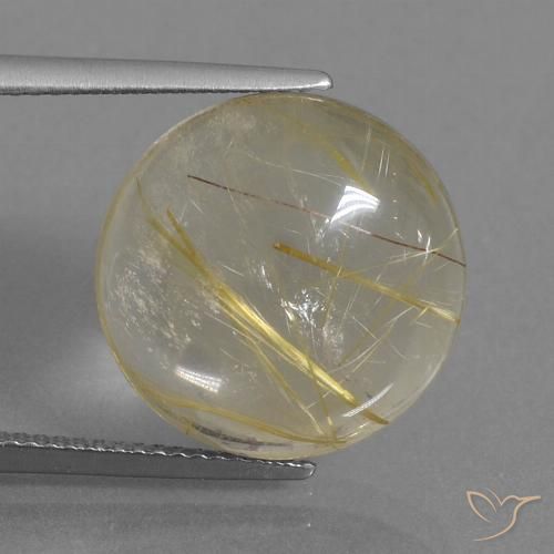11.39ct 자연스러운 연노랑 루틸 쿼츠, 둥근, 투명한