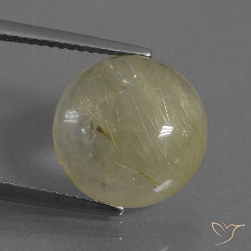 7.54ct 자연스러운 연노랑 루틸 쿼츠, 둥근, 투명한
