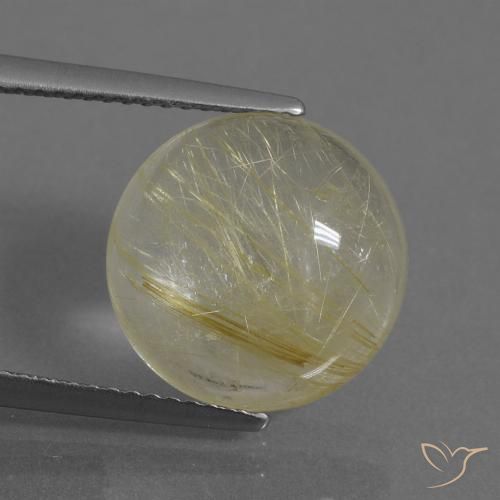6.74ct 자연스러운 연노랑 루틸 쿼츠, 둥근, 투명한
