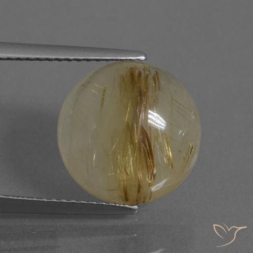 7.12ct 자연스러운 매우 밝은 황금빛 갈색 루틸 쿼츠, 둥근, 투명한