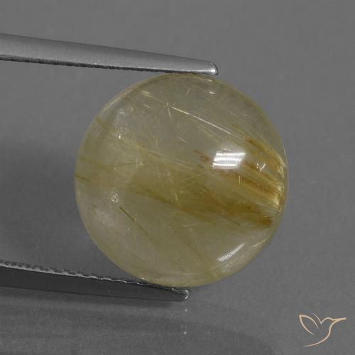 7.33ct 자연스러운 흙빛 노란색 루틸 쿼츠, 둥근, 투명한