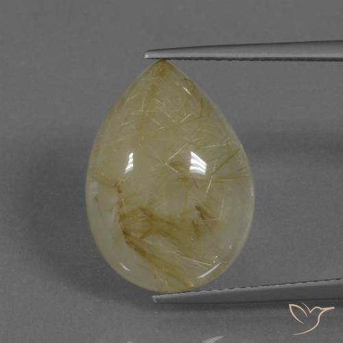 9.75ct 자연스러운 투스카니 옐로우 루틸 쿼츠, 배 모양, 투명한