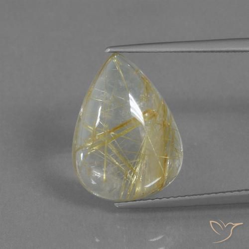 7.83ct 자연스러운 투스카니 옐로우 루틸 쿼츠, 배 모양, 투명한