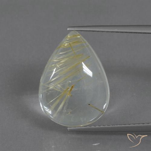 8.51ct 자연스러운 라이트 어스시 옐로우 루틸 쿼츠, 배 모양, 투명한